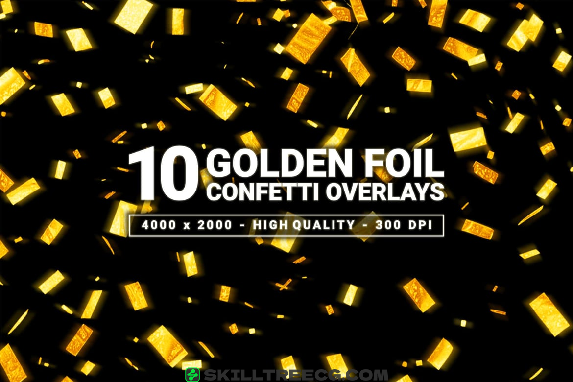 10 Golden Foil Confetti Overlays（535168）-技能树